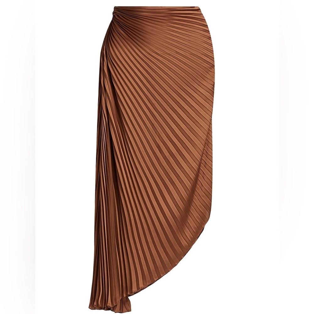 Alice + Olivia Odelia Asymmetrical Pleated Maxi Skirt